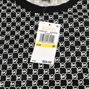 NWT Michael Kors short-sleeve shirt Medium. MK logo shirt black/white cotton.